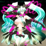  alternate_costume aqua_eyes aqua_hair breasts engrish glowing glowing_eyes hatsune_miku hatsune_miku_(append) highres large_breasts long_hair ranguage solo tro twintails vocaloid vocaloid_append 