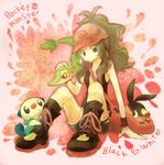  bad_id bad_pixiv_id bag baseball_cap brown_hair denim gen_5_pokemon hat long_hair oshawott pokemon pokemon_(creature) pokemon_(game) pokemon_bw ponytail shorts smile snivy tepig touko_(pokemon) vest wristband yoshiya_(lostbeat) 