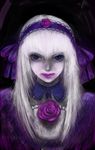  aouji flower hairband highres purple purple_eyes rozen_maiden solo suigintou upper_body white_hair 