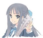  akiyama_mio black_eyes black_hair guitar instrument k-on! long_hair matsumoto_noriyuki school_uniform sketch solo upper_body 