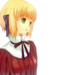  axis_powers_hetalia blonde_hair green_eyes liechtenstein_(hetalia) marumi_(sjohast) ribbon short_hair solo 