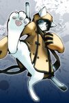  animal_ears animal_hood blazblue cat cat_ears cat_hood furry hood jubei_(blazblue) kuroinoki male_focus multiple_tails red_eyes solo tail 