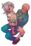  crossed_arms dark_skin dark_skinned_male fubuki_shirou inazuma_eleven inazuma_eleven_(series) male_focus multiple_boys otoko_no_ko pink_hair scarf shorts sitting sitting_on_lap sitting_on_person someoka_ryuugo unko_yoshida white_hair yaoi 