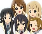  akiyama_mio black_eyes black_hair blonde_hair blue_eyes brown_eyes brown_hair hirasawa_yui k-on! kotobuki_tsumugi long_hair miracle multiple_girls nakano_azusa official_style school_uniform short_hair tainaka_ritsu v 