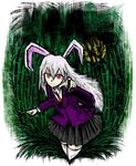  animal_ears aouji blazer bunny_ears jacket long_hair necktie red_eyes red_neckwear reisen_udongein_inaba skirt solo thighhighs touhou 