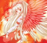  bangs fiery_wings fujiwara_no_mokou hikaru_(pixiv853286) solo touhou wings 
