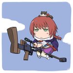  :3 animal anti-materiel_rifle bag braid cape chibi cloud darker_than_black denden flying green_eyes gun mao_(darker_than_black) ptrd-41 red_hair rifle single_braid sitting sky sniper_rifle solo squirrel suou_pavlichenko weapon 