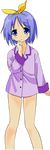  absurdres blue_eyes bow female hair_bow highres hiiragi_tsukasa lucky_star nightshirt purple_hair short_hair simple_background solo vector vector_trace 