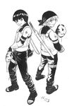  2boys autumn_sacura black_hair mask monochrome multiple_boys naruto o_o rock_lee sword uzumaki_naruto vest weapon 