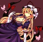  bad_id bad_pixiv_id blonde_hair breasts bug butterfly cleavage gap highres insect kusada_souta large_breasts solo touhou yakumo_yukari 