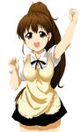  armpits brown_eyes brown_hair highres iga_tamaki long_hair open_mouth ponytail solo taneshima_popura very_long_hair waitress working!! 