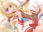  1girl blonde_hair game_cg idea_factory kuraki kuraki_fumie long_hair osouji_sentai_clean_keeper purple_eyes violet_eyes 