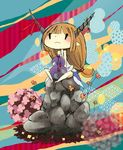  brown_hair flower gourd horns ibuki_suika solo touhou viennu 