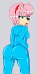  2014 amy_rose anthro breasts butt eulipotyphlan female green_eyes hedgehog hi_res looking_at_viewer looking_back mammal metroid nintendo rawenski simple_background solo sonic_the_hedgehog_(series) video_games zero_suit 