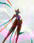  chrishohl cloud cloudy_sky creature deoxys deoxys_(attack) feet_out_of_frame gen_3_pokemon highres looking_at_viewer no_humans outdoors pokemon pokemon_(creature) sky solo 