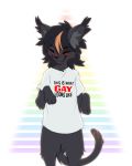  2020 black_body black_fur black_hair clothed clothing domestic_cat eyes_closed felid feline felis feral fur hair hi_res male mammal reysi reysi_cat smile solo stated_homosexuality 