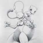  1:1 2014 3_fingers ambiguous_gender duo felid feline feral fingers graphite_(artwork) itsbirdyart legendary_pok&eacute;mon long_tail looking_at_viewer mammal mew mewtwo monochrome nintendo pencil_(artwork) pok&eacute;mon pok&eacute;mon_(species) shaded simple_background traditional_media_(artwork) video_games 