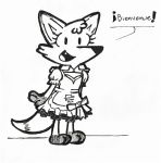  anthro antoinette canid canine clothing cute_fangs dialogue el_se&ntilde;or_erizo female fox french_text hi_res maid_uniform mammal meme pizza_hut smile solo text translated uniform waiter 