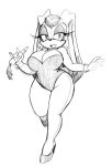  anthro big_breasts breasts bunny_costume carrot cleavage clothed clothing costume cuffs_(clothing) curvy_figure female food footwear hi_res high_heels hourglass_figure lagomorph legwear leporid looking_at_viewer mammal monochrome omegasunburst open_mouth plant playboy_outfit rabbit shoes skimpy solo sonic_the_hedgehog_(series) tights vanilla_the_rabbit vegetable walking wide_hips 