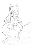  anthro big_breasts breasts canid canine cleavage clothed clothing curvy_figure feet_in_water female fox hi_res looking_at_viewer looking_up mammal monochrome omegasunburst one-piece_swimsuit pool_(disambiguation) poolside sitting solo sonic_the_hedgehog_(series) swimming_pool swimwear thick_thighs wide_hips zooey_the_fox 