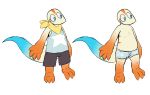  3_toes 4_fingers anthro bandanna blue_eyes bottomwear clothed clothing fingers hi_res lizard male reptile scalie shorts simple_background skink skinker slightly_chubby solo tico_(skinker) toes underwear white_background 