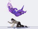  absurd_res action_pose anthro aurora_stellaris belly_scales blue_eyes dragon duo falling female female/female hair hi_res horn human humanoid long_hair magic mammal meme morryaart multi_horn pose purple_body purple_hair purple_scales rainbow_six:_siege scales scalie video_games 