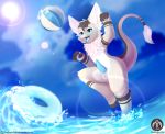  absurd_res anthro balls beach claws dragon genitals hi_res male paws penis playful seaside senz smile solo sorvete water 
