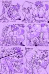  2:3 all_fours alligator alligatorid alternate_universe anthro big_breasts big_penis blush bodily_fluids bratty_(undertale) breasts catty_(undertale) clothing comic cowgirl_position crocodilian cum cum_on_breasts cunnilingus doggystyle domestic_cat english_text facesitting felid feline felis female from_behind_position genital_fluids genitals grope group group_sex hi_res huge_breasts human licking licking_lips male male/female mammal monochrome non-mammal_breasts on_top oral orgasm overweight penetration penis protagonist_(undertale) purple_and_white reptile scalie sex slim small_breasts sweat text thewill threesome tongue tongue_out under(her)tail undertale undressing vaginal video_games wide_hips 
