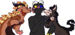  alpha_channel asian_mythology blush domestic_cat dragon east_asian_mythology eastern_dragon face_lick felid feline felis group hairless hairless_cat hand_holding holding_arm horn licking love lykoi male male/male mammal mythology thornbeast tongue tongue_out 