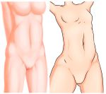  absurdres belly comparison highres navel no_bra no_panties nude painting shading torso white_background 