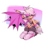  1:1 big_breasts big_butt bigdad breast_squish breasts butt butt_pose chiropteran clothing female footwear gloves hair hair_over_eye handwear kneeling looking_back mammal one_eye_obstructed pose rouge_the_bat shoes solo sonic_the_hedgehog_(series) squish wings 