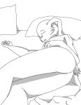  anthro bed big_butt black_and_white butt eyes_closed featureless_crotch furniture lagomorph leporid lying male mammal monochrome pillow rabbit silverbunny sleeping solo 