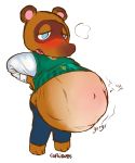  abdominal_bulge animal_crossing anthro belly big_belly blush brown_body brown_fur bulge butt canid canine clothed clothing clothing_lift clothing_pull curiousss digital_media_(artwork) fur hi_res male male_pred mammal nintendo open_mouth oral_vore raccoon_dog solo tanuki tom_nook_(animal_crossing) tongue video_games vore 