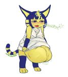  abdominal_bulge absorbtion absurd_res ambiguous_gender animal_crossing ankha_(animal_crossing) anthro belly big_belly big_breasts blue_hair blush breast_squish breasts bulge burping clothed clothing clothing_lift clothing_pull curiousss digital_media_(artwork) domestic_cat egyptian english_text erect_nipples felid feline felis female female_pred fingers fur hair hi_res mammal nintendo nipples open_mouth oral_vore shirt shirt_lift simple_background solo squish standing text tongue topwear video_games vore yellow_body yellow_fur 