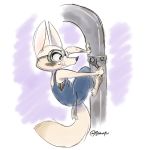  1:1 2019 anthro arctic_fox barefoot canid canine clothed clothing disney eyewear fox fully_clothed fur goggles hi_res holding_object holding_tool mammal ribbontini skye_(zootopia) solo tongue tongue_out tools wrench zootopia 