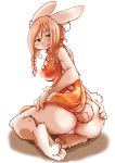  2020 anthro anus breasts butt censored clothing dress female genitals green_eyes kemono lagomorph leporid licking licking_lips mammal pussy rabbit setouchi_kurage simple_background sitting solo spread_butt spreading tongue tongue_out white_background 
