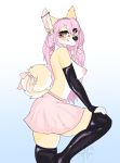  accessory anthro areola blush bottomwear bow breasts butt canid canine canis clothed clothing domestic_dog female hair hi_res invalid_tag legwear long_hair mammal nipples piercing pinup pose puffy_areola ribbons rubber shiba_inu skirt smile socks solo spitz thigh_highs topless xaix xaix_(xaix) 