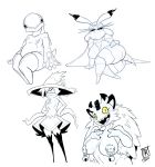  2020 anthro areola black_sclera breasts digital_media_(artwork) female frosmoth galarian_meowth group kyogre legendary_pok&eacute;mon mismagius monochrome nintendo nipple_piercing nipples open_mouth piercing pok&eacute;mon pok&eacute;mon_(species) regional_form_(pok&eacute;mon) signature spot_color video_games yellow_sclera zwitterkitsune 