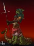  anthro armor canid canine dragon fantasy female fox hi_res mammal mammal_taur melee_weapon omny87 polearm samurai solo spear taur warrior weapon 