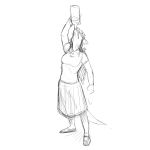  1:1 anthro beverage biped black_and_white bottle bottomwear breasts clothed clothing didelphid drinking female footwear hair hi_res hladilnik holding_object mammal marsupial marylin_(hladilnik) monochrome shirt shoes simple_background skirt solo standing topwear 