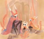  ambiguous_gender anthro arthropod black_body caznalt clothed clothing digital_media_(artwork) featureless_feet female group hollow_knight hollow_knight_(character) hornet_(hollow_knight) insect journey_(game) protagonist_(hollow_knight) simple_background size_difference smaller_female sony_corporation sony_interactive_entertainment team_cherry vessel_(species) video_games 