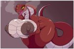  anthro ber00 big_breasts big_butt bodily_fluids breast_squish breasts breath butt fangs female fog groping_self hi_res huge_breasts nipples reptile saliva scalie snake solo squish thick_tail thick_thighs wide_hips 