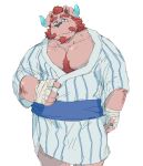  2018 anthro chernobog clothing cute_fangs horn humanoid_hands kemono male overweight overweight_male robe simple_background solo tokyo_afterschool_summoners train_(artist) video_games white_background 