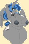  anthro areola bedroom_eyes bibbo bibbo_(oc) big_breasts bow_tie breasts equid equine freckles genitals holding_breast huge_breasts mammal my_little_pony narrowed_eyes nipples nude pegasus pussy seductive simple_background slightly_chubby solo thick_thighs wide_hips wings yellow_background 