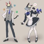  2020 5_fingers absurd_res animal_crossing anthro blonde_hair clothed clothing crossdressing domestic_cat eyewear felid feline felis fingers glasses hair heterochromia hi_res maid_uniform male mammal nintendo raymond_(animal_crossing) simple_background solo sususuigi uniform video_games 