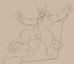  2020 4_toes 5_fingers abs ankle_cuffs anthro arm_tuft armpit_hair balls barefoot biceps biped body_hair bound claws digimon digimon_(species) digital_media_(artwork) elbow_tufts erection fangs felid fingers genitals grey_background greyscale humanoid_genitalia humanoid_penis leomon long_ears male mammal mane monochrome muscular muscular_male nipples nude open_mouth patron pawpads pecs penis shackles sharp_claws simple_background solo spelunker_sal tail_tuft teeth toes tuft uncut wrist_cuff 