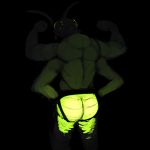  1:1 4_arms anthro arthropod back_muscles beetle bioluminescence butt clothing elateroid firefly flexing glowing glowing_butt hi_res hladilnik insect jockstrap male multi_arm multi_limb muscular muscular_male rear_view solo underwear 