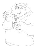  2014 3:4 anthro belly blush humanoid_hands kemono male mammal overweight overweight_male rhinocerotoid simple_background solo train_(artist) white_background 