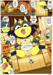  animal_crossing ankha_(animal_crossing) anthro bandage blush bodily_fluids breasts camel_toe chair dangerking11 dialogue domestic_cat duo egyptian english_text fangs felid feline felis female furniture hi_res human larger_anthro larger_female macro male male/female mammal micro nintendo size_difference small_breasts smaller_human smaller_male spread_legs spreading surprise sweat text throne under_boob video_games villager_(animal_crossing) 