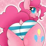 1:1 absurd_res big_butt butt clothing equid equine female feral friendship_is_magic hi_res horse looking_back mammal miss-jessiie my_little_pony panties pinkie_pie_(mlp) pony rear_view solo tail_aside thick_thighs underwear 